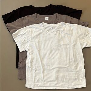 LESET Margo Tee 3 pack white taupe walnut M LA USA cotton short sleeve shirt